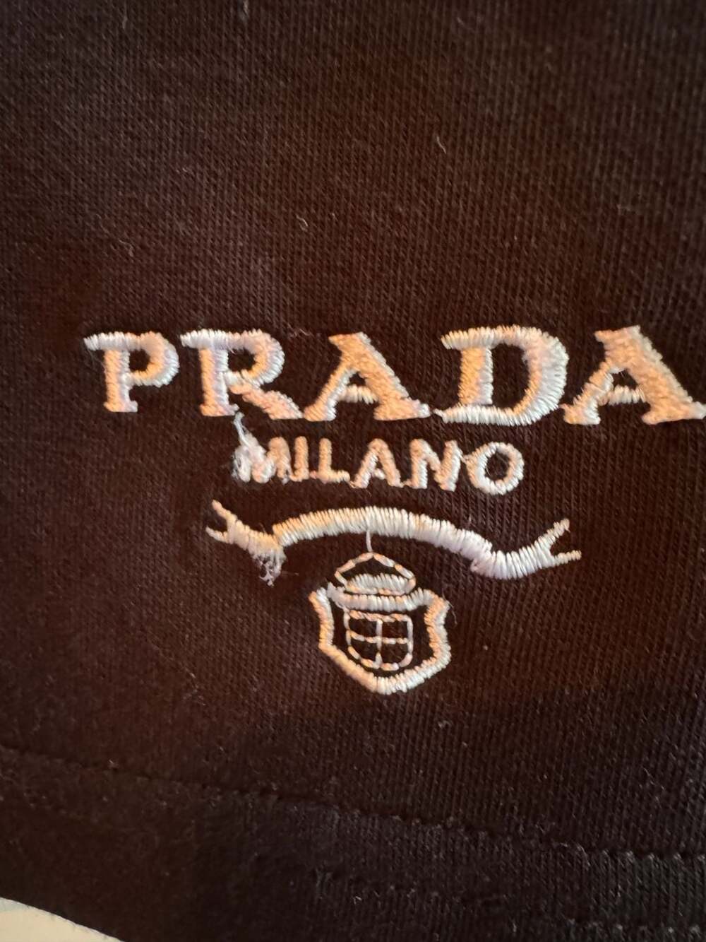 Prada Black Cotton Jersey Drawstring Mini Skirt with Embroidered Logo - Picture 2 of 7